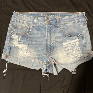 American Eagle, shorty shorts, ripper super super stretch denim shorts